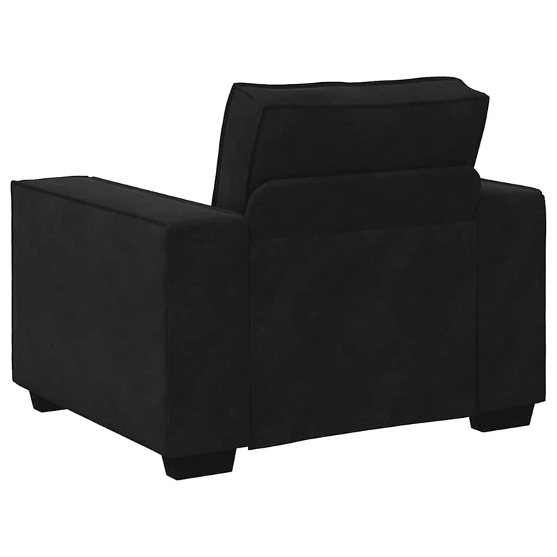 Set de canapele cu perne, 3 piese, negru, catifea