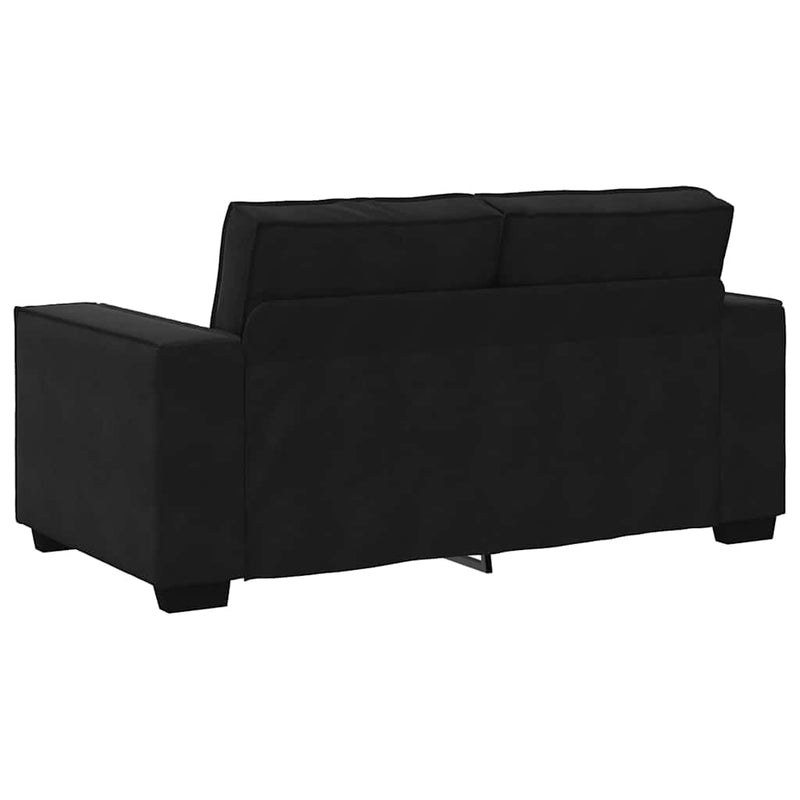 Set de canapele cu perne, 3 piese, negru, catifea