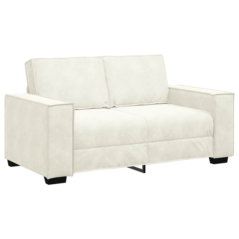 Set de canapele cu perne, 3 piese, crem, catifea