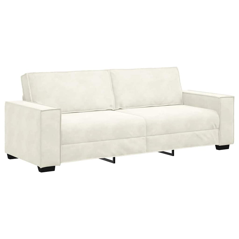 Set de canapele cu perne, 3 piese, crem, catifea