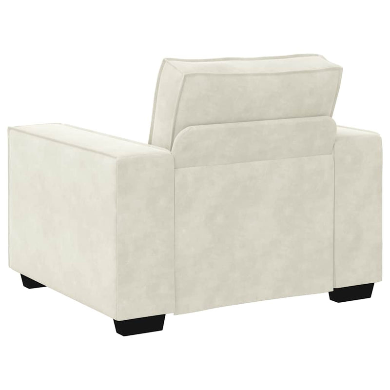 Set de canapele cu perne, 3 piese, crem, catifea