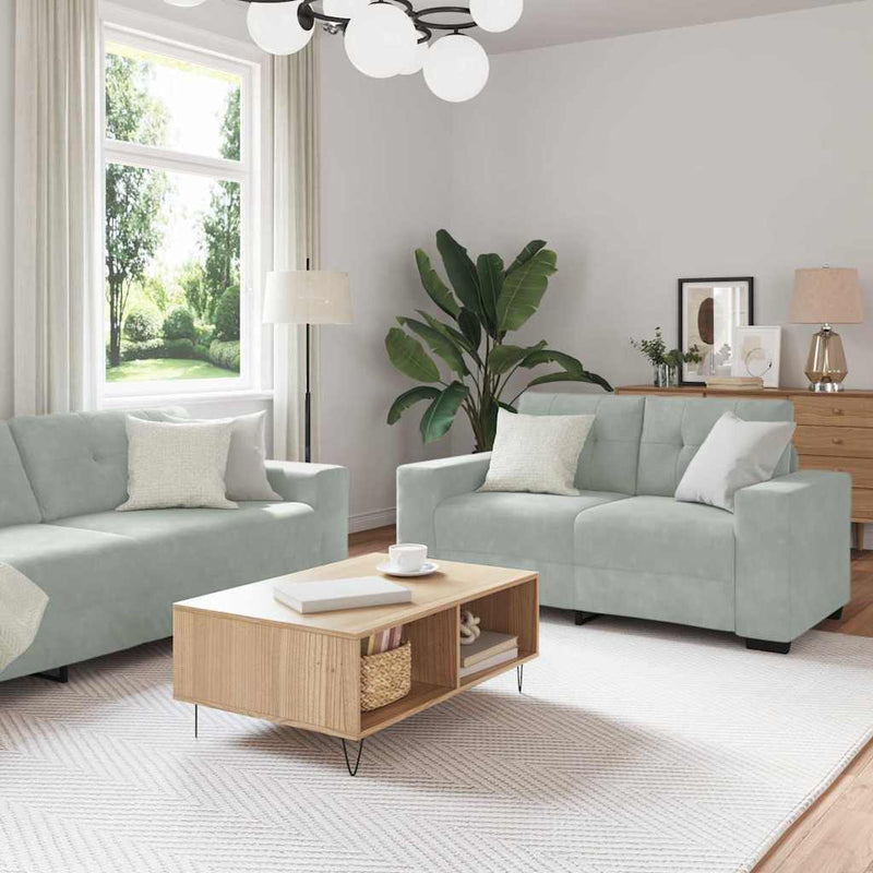 Set de canapea 3 buc. Gri deschis Catifea
