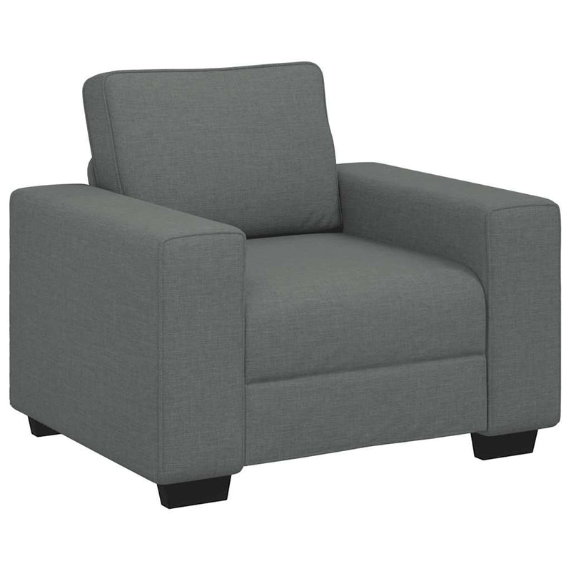 Set de canapele cu perne, 3 piese, gri închis, textil
