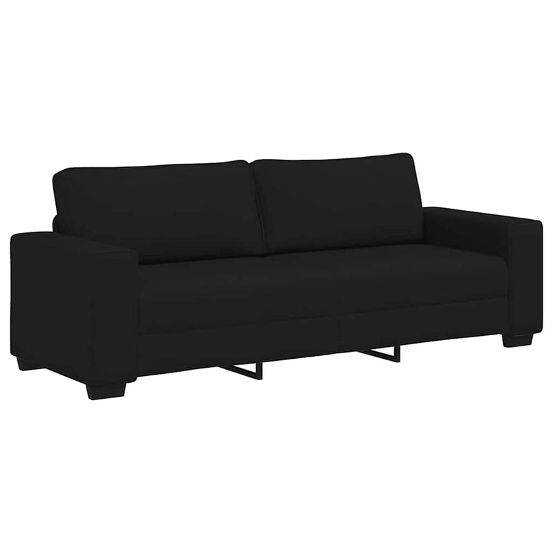 Set de canapele cu perne, 3 piese, negru, textil