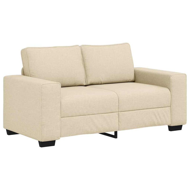 Set de canapele cu perne, 3 piese, crem, textil