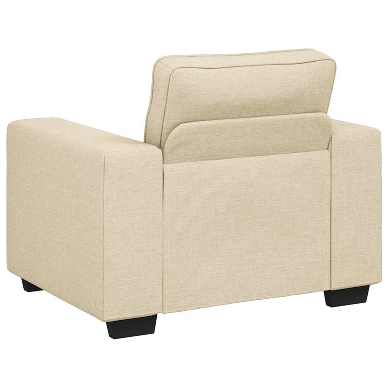 Set de canapele cu perne, 3 piese, crem, textil