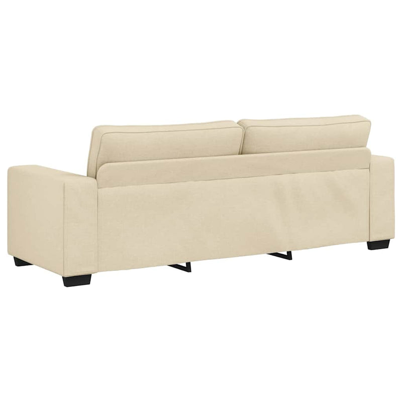 Set de canapele cu perne, 3 piese, crem, textil