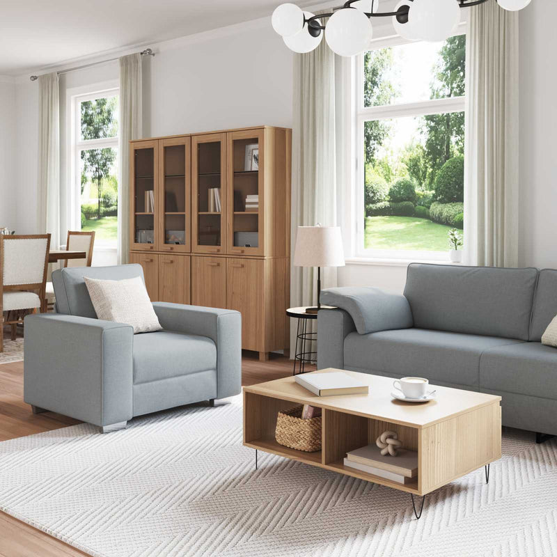 Canapea 3 buc. Gri deschis Material textil din in