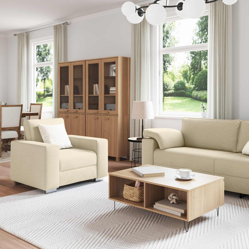 Canapea 3 buc. Crem Material textil din in