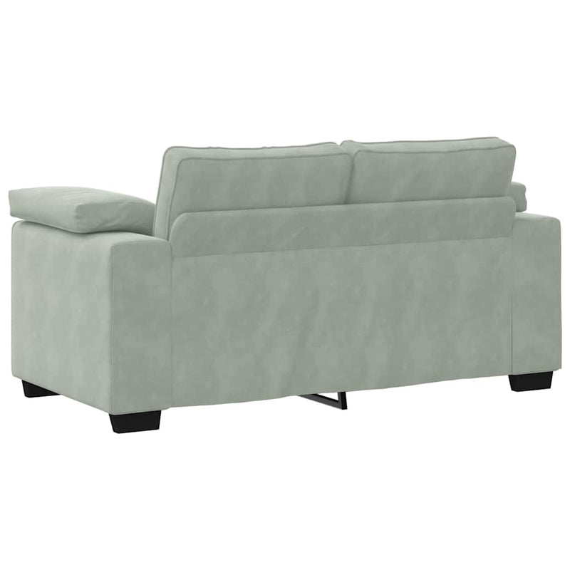 Set de canapele cu perne, 3 piese, gri deschis, catifea