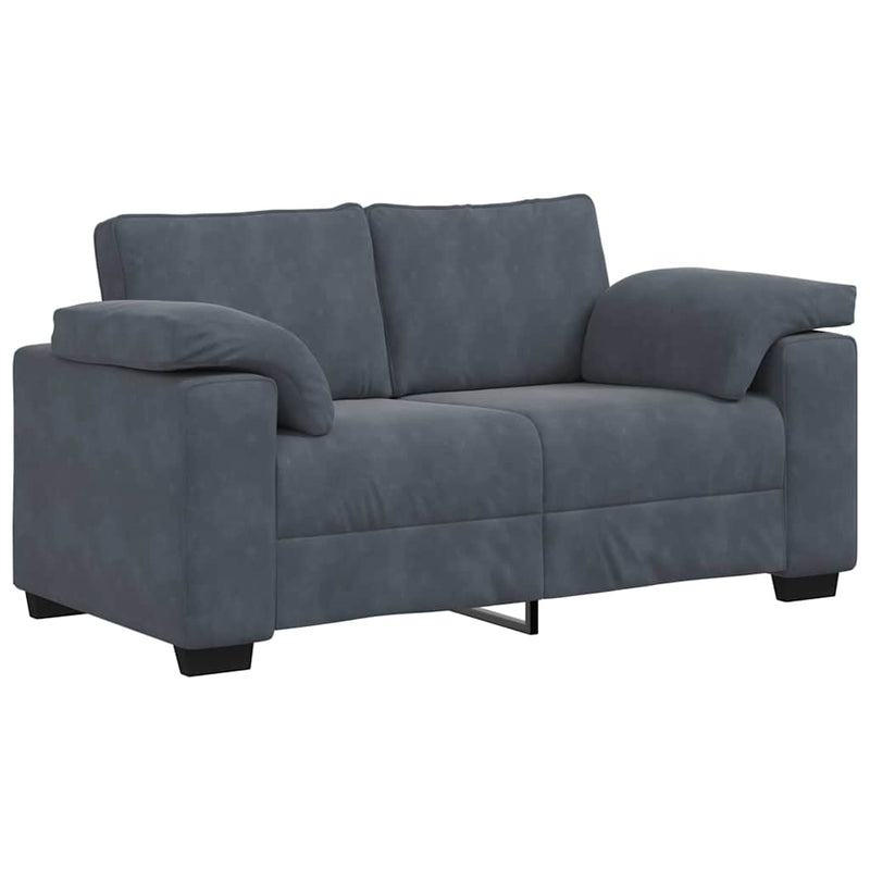 Set de canapele cu perne, 3 piese, gri închis, catifea