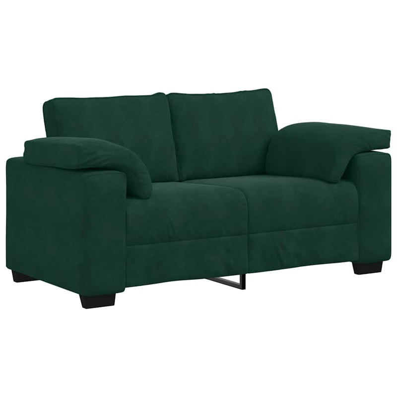 Set de canapele cu perne, 3 piese, verde închis, catifea
