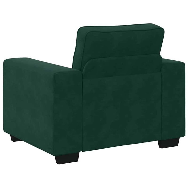 Set de canapele cu perne, 3 piese, verde închis, catifea