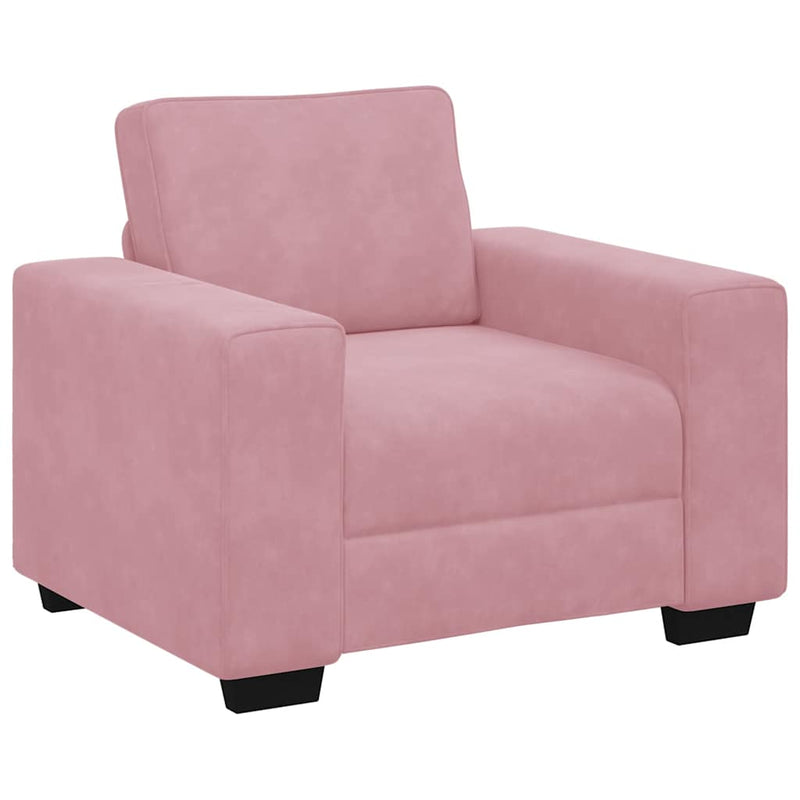 Set de canapele cu perne, 3 piese, roz, catifea