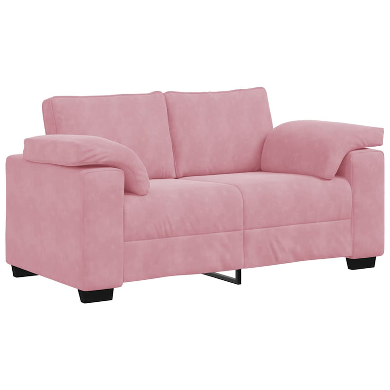 Set de canapele cu perne, 3 piese, roz, catifea