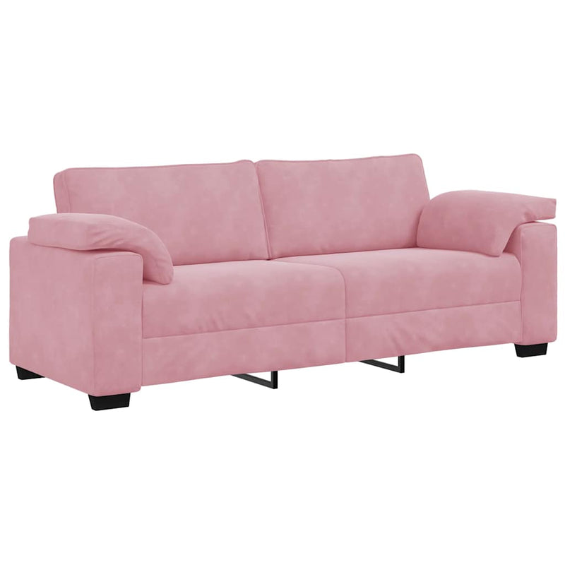 Set de canapele cu perne, 3 piese, roz, catifea