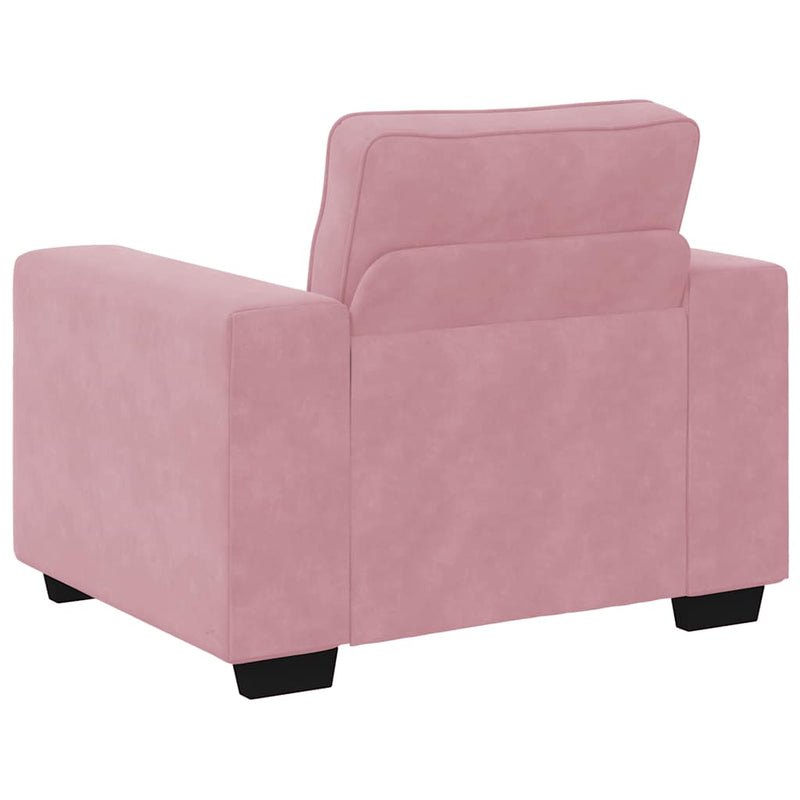 Set de canapele cu perne, 3 piese, roz, catifea