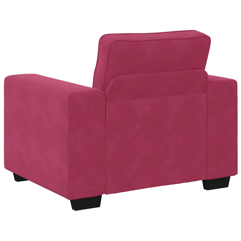 Set canapea cu perne, 3 piese, roșu vin, catifea