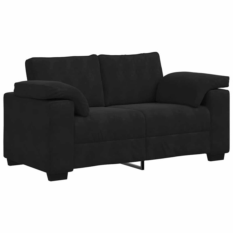 Set de canapele cu perne, 3 piese, negru, catifea