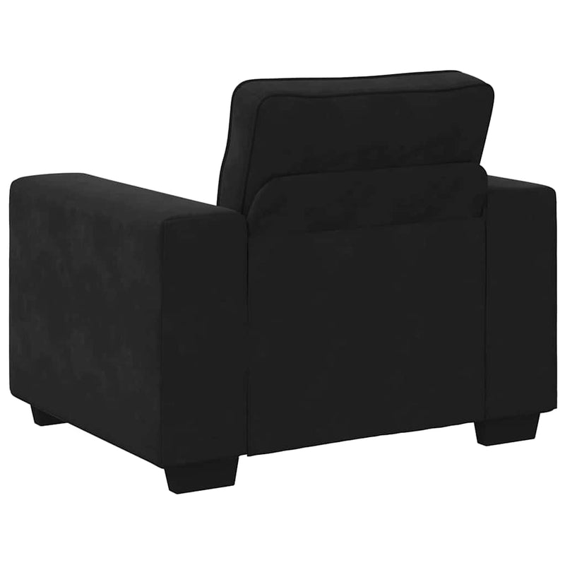 Set de canapele cu perne, 3 piese, negru, catifea