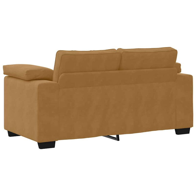 Set de canapele cu perne, 3 piese, maro, catifea