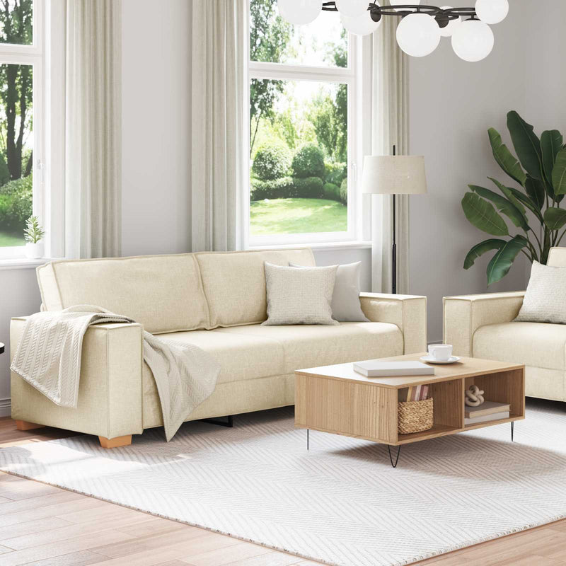 Canapea 2 buc. Bej Material textil din in