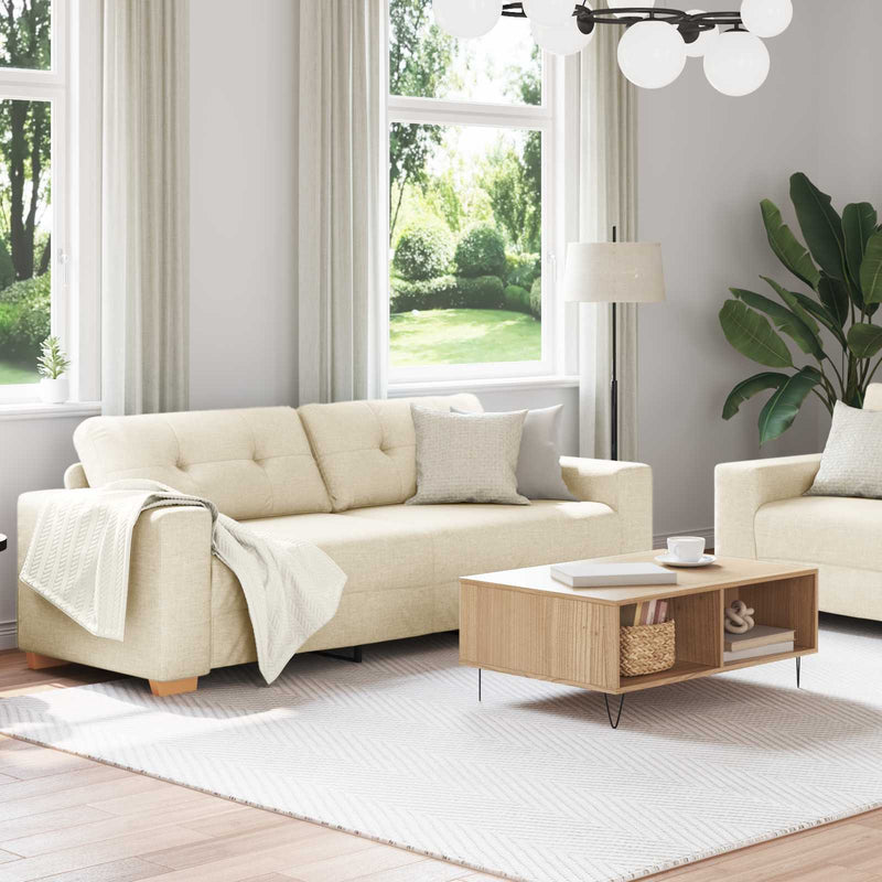 Canapea 2 buc. Bej Material textil din in
