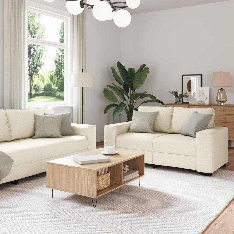 Canapea 2 buc. Bej Material textil din in
