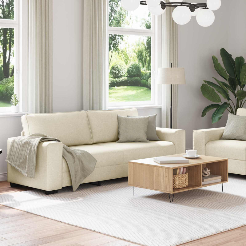 Canapea 2 buc. Bej Material textil din in