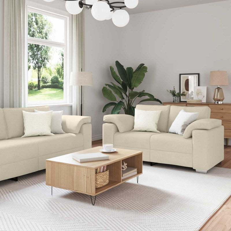 Canapea 2 buc. Bej Material textil din in