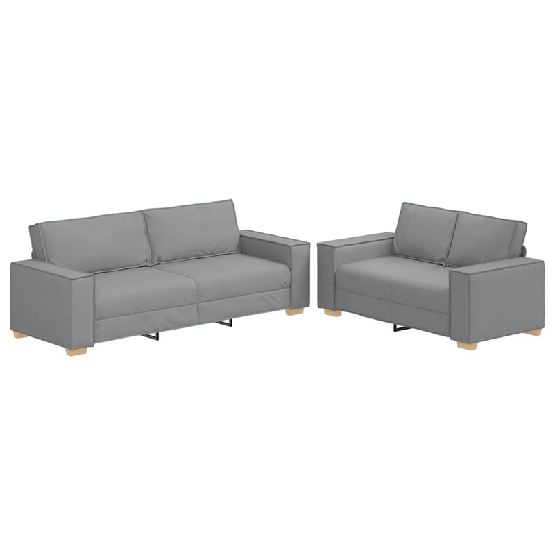 Set de canapele cu perne, 2 piese, gri deschis, textil