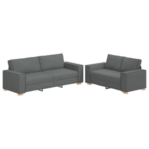 Set de canapele cu perne, 2 piese, gri închis, textil