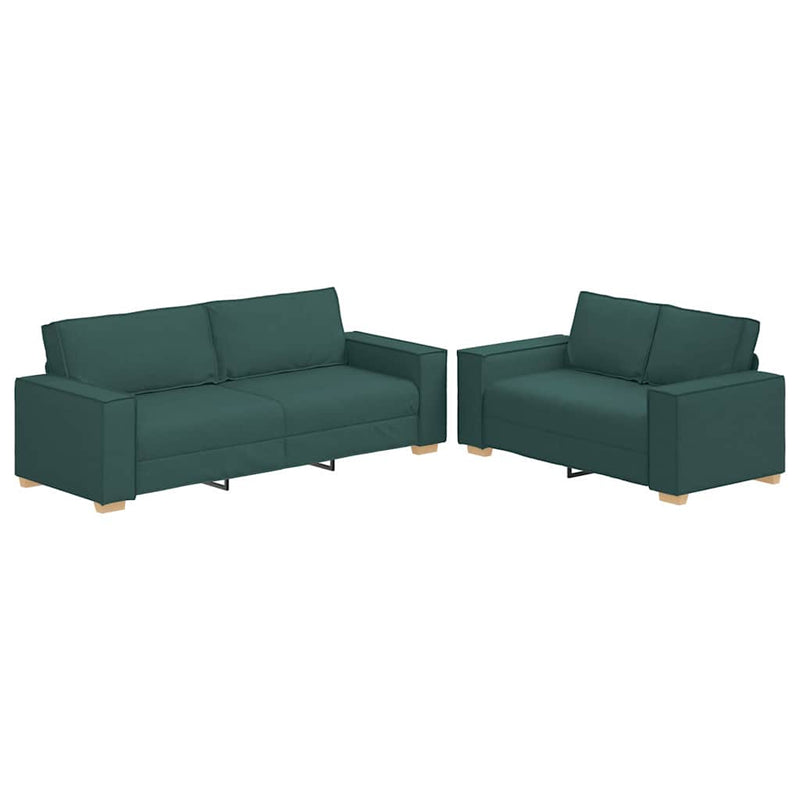 Set de canapele cu perne, 2 piese, verde închis, textil
