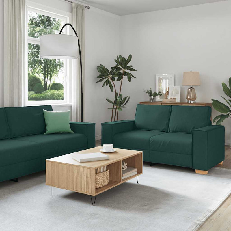 Set de canapele cu perne, 2 piese, verde închis, textil