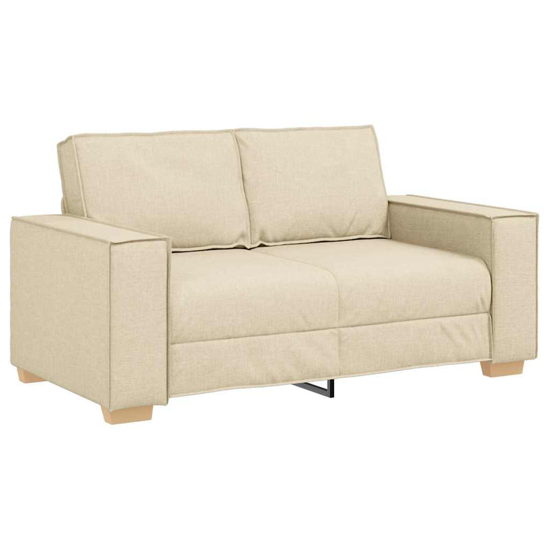 Set de canapele cu perne, 2 piese, crem, textil