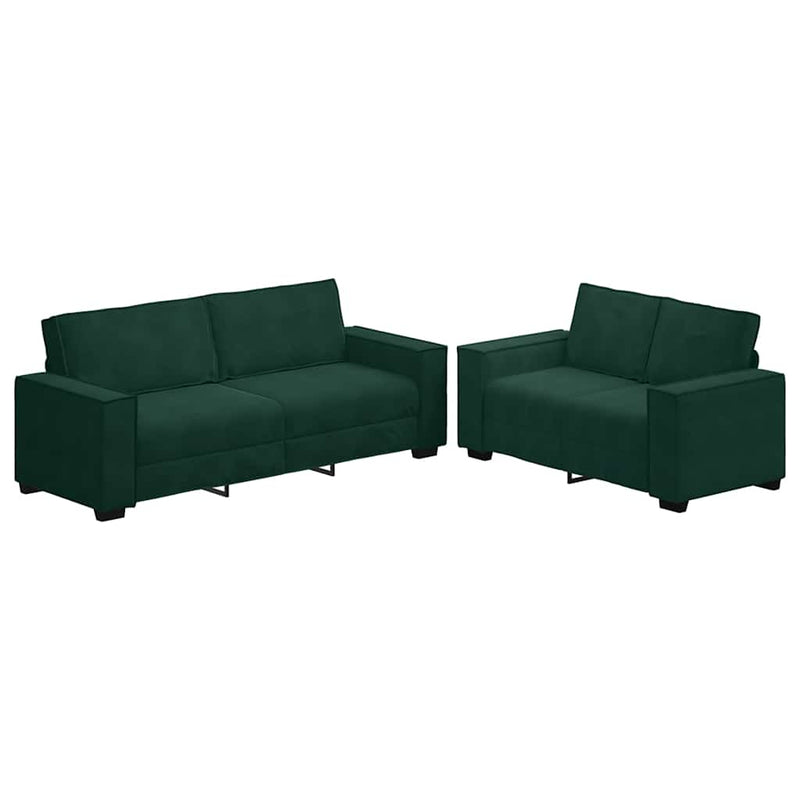 Set de canapele cu perne, 2 piese, verde închis, catifea