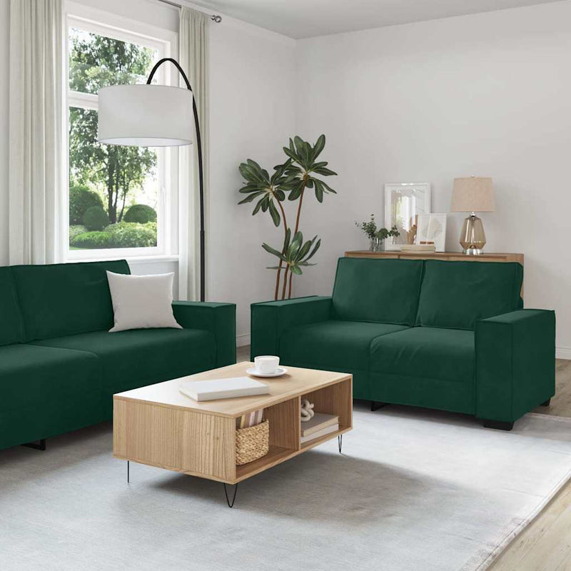 Set de canapele cu perne, 2 piese, verde închis, catifea