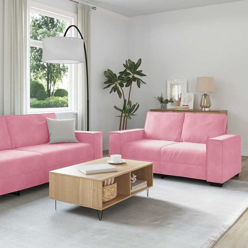 Set de canapele cu perne, 2 piese, roz, catifea
