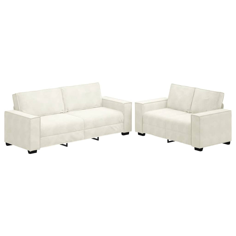 Set de canapele cu perne, 2 piese, crem, catifea