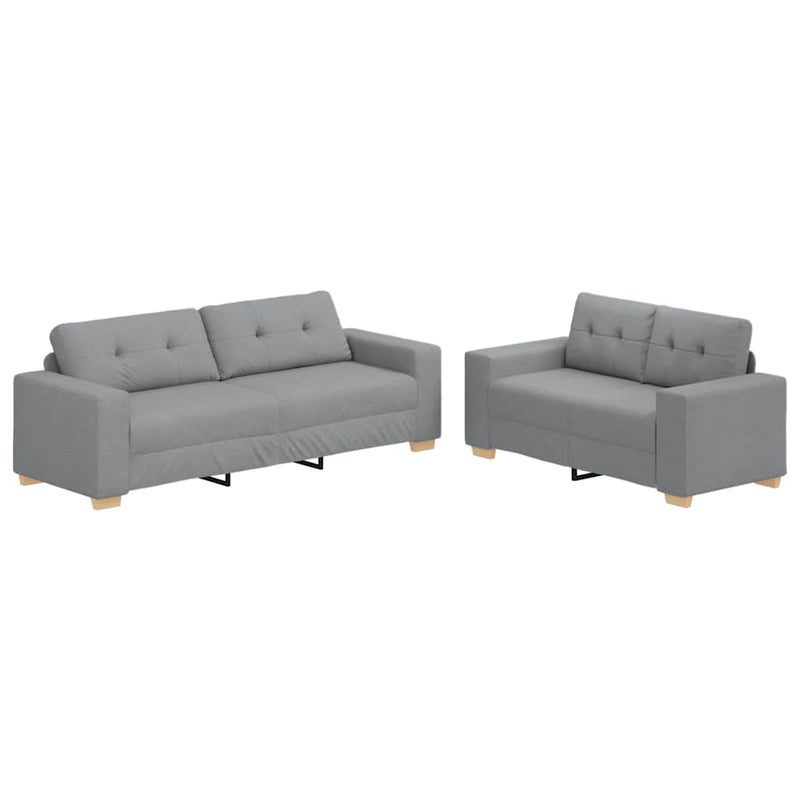 Set canapele 2 piese cu perne gri deschis, material textil