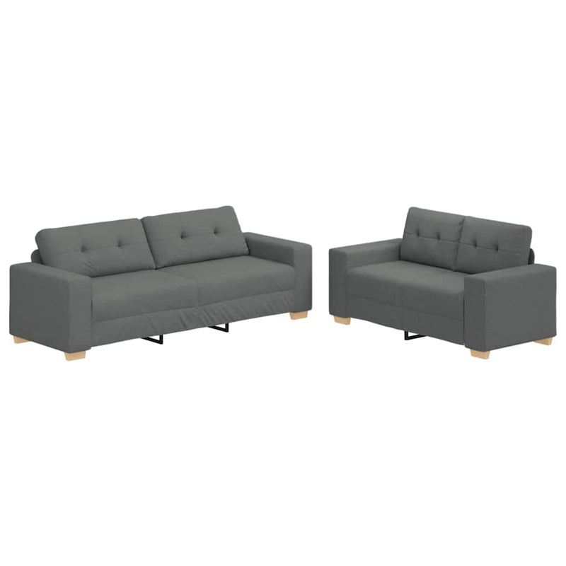 Set canapele 2 piese cu perne gri închis, material textil