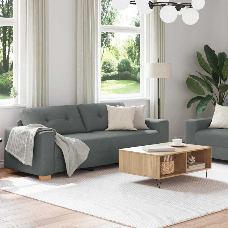 Set canapele 2 piese cu perne gri închis, material textil
