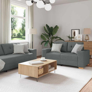Set canapele 2 piese cu perne gri închis, material textil