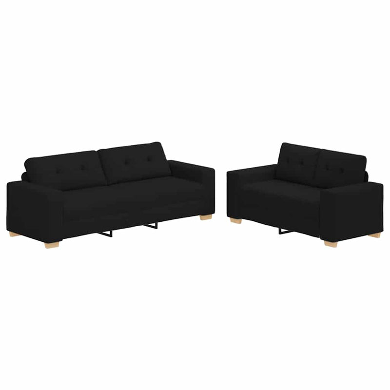 Set canapele 2 piese cu perne, material textil negru
