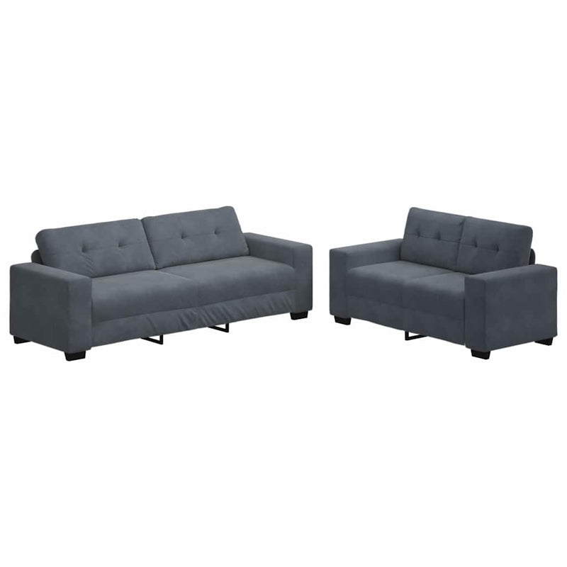 Set canapele 2 piese cu perne gri închis catifea