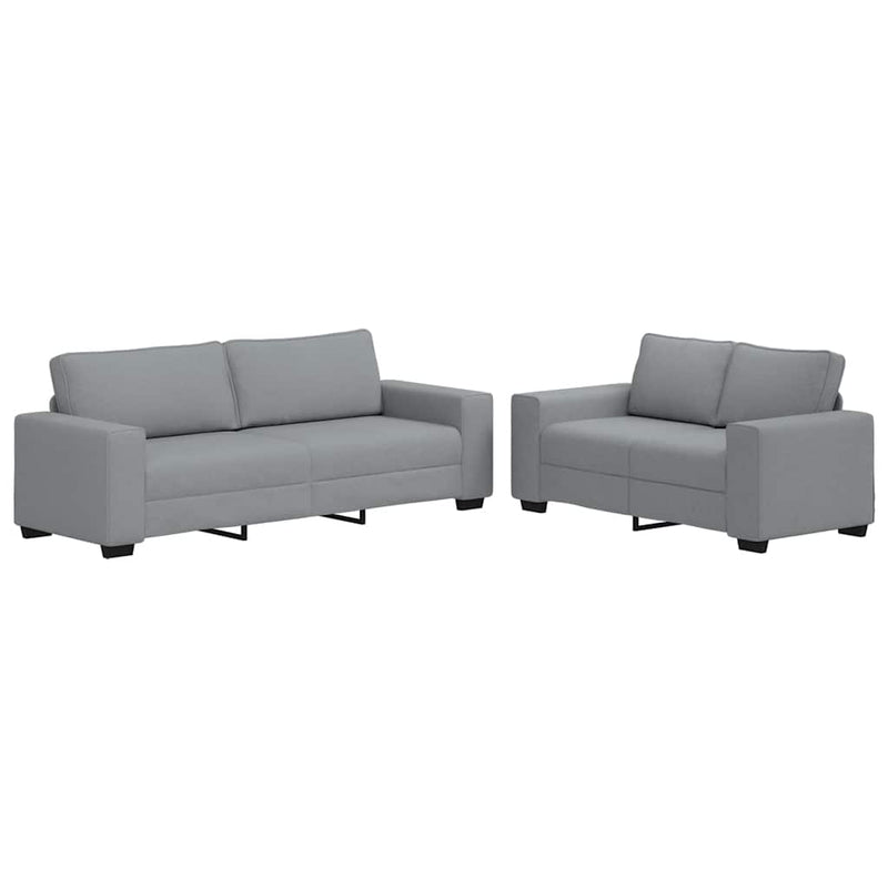 Set de canapele cu perne, 2 piese, gri deschis, textil