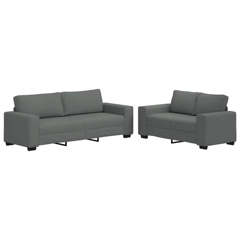 Set de canapele cu perne, 2 piese, gri închis, textil