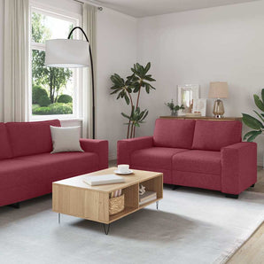 Set canapea cu perne, 2 piese, roșu vin, material textil