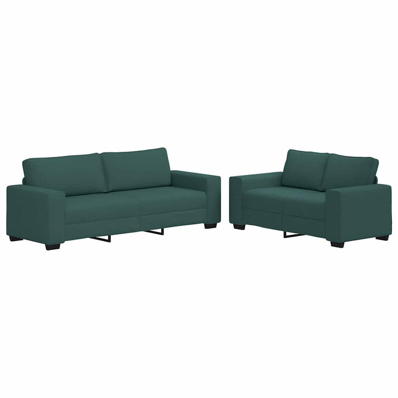 Set de canapele cu perne, 2 piese, verde închis, textil