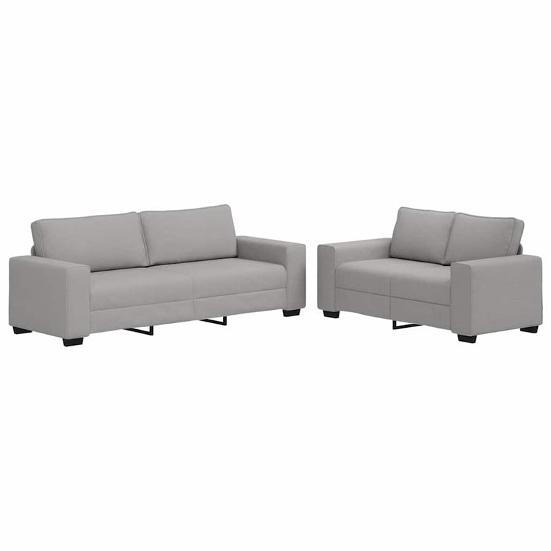 Set de canapele cu perne, 2 piese, gri nor, textil